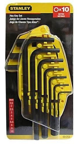 Juego llaves allen m/m corta 10Pza Stanley
