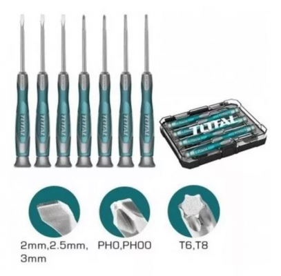 Juego de atornillador precisión 7Pza (Total)